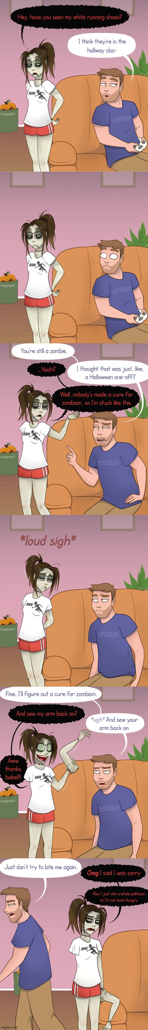 image tagged in halloween,zombie,arm,cure,bite,oof | made w/ Imgflip meme maker