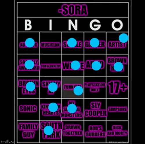 6/10 bingo. Needs better visibility. | image tagged in -sora- bingo | made w/ Imgflip meme maker