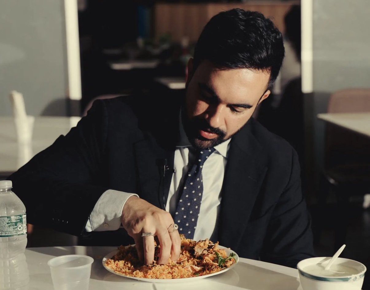 Mamdani Eating Rice With His Hands Blank Meme Template