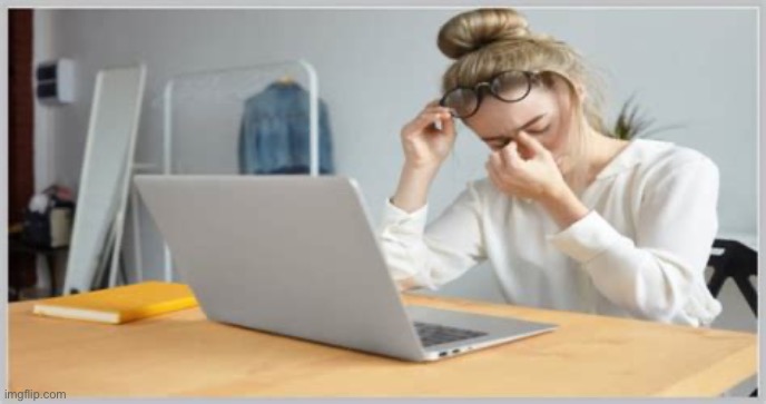 woman at keyboard pinching tear ducts | image tagged in woman at keyboard pinching tear ducts | made w/ Imgflip meme maker