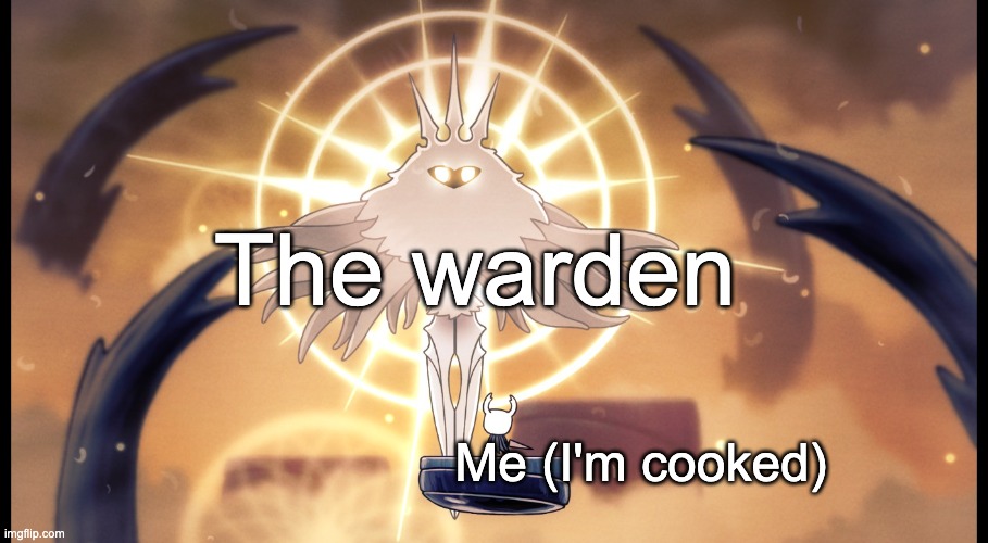 Hollow Knight Radiance | The warden Me (I'm cooked) | image tagged in hollow knight radiance | made w/ Imgflip meme maker