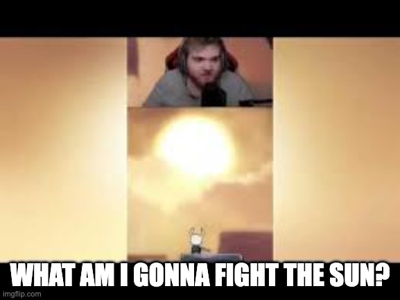 WHAT AM I GONNA FIGHT THE SUN? | image tagged in what am i gonna fight the sun | made w/ Imgflip meme maker