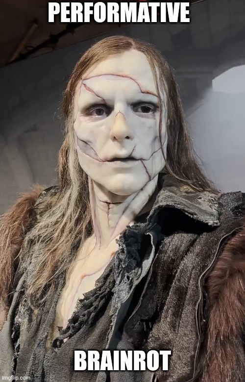 Performative brainrot | PERFORMATIVE; BRAINROT | image tagged in frankenstein monster | made w/ Imgflip meme maker