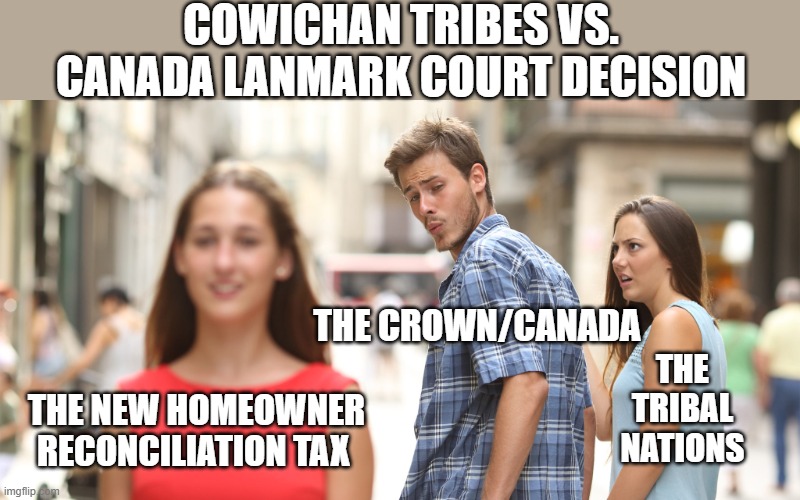 Guy staring at girl | COWICHAN TRIBES VS. CANADA LANMARK COURT DECISION; THE TRIBAL NATIONS; THE CROWN/CANADA; THE NEW HOMEOWNER RECONCILIATION TAX | image tagged in guy staring at girl,canada,natives,tribal | made w/ Imgflip meme maker