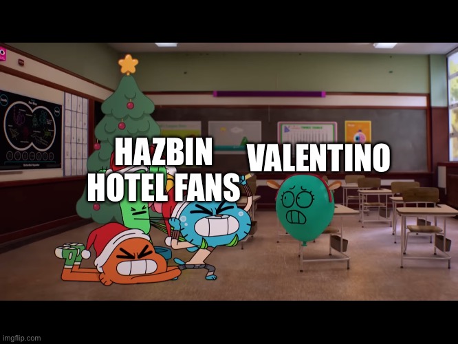 Fr tho | HAZBIN HOTEL FANS; VALENTINO | image tagged in hazbin hotel | made w/ Imgflip meme maker