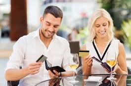 restaurant man woman both pay Blank Meme Template