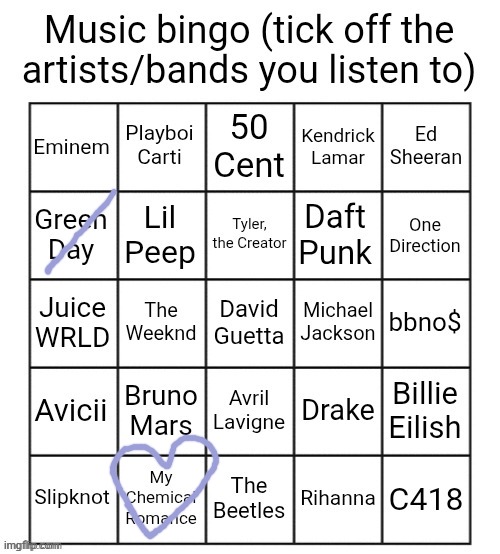 wow | image tagged in music bingo | made w/ Imgflip meme maker