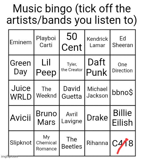 did I win? | image tagged in music bingo | made w/ Imgflip meme maker