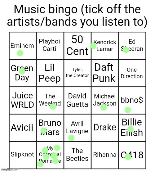 gm chat | image tagged in music bingo | made w/ Imgflip meme maker