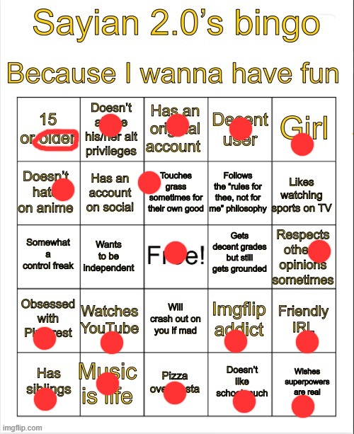 Sayian 2.0’s Bingo | image tagged in sayian 2 0 s bingo | made w/ Imgflip meme maker