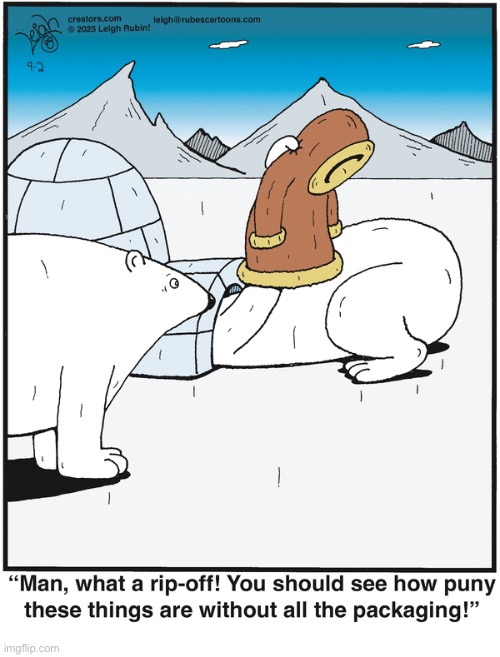 Rubes | image tagged in comics,rubes,polar bears,eskimo,puny,packaging | made w/ Imgflip meme maker
