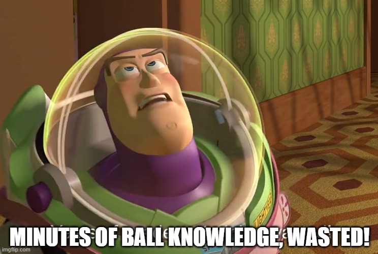 Ball knowledge | MINUTES OF BALL KNOWLEDGE, WASTED! | image tagged in years of academy training wasted,wasted | made w/ Imgflip meme maker