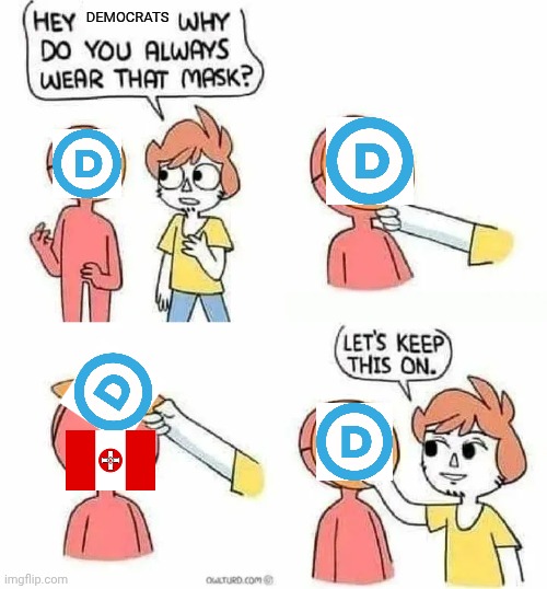 Why the democrats wear this mask | DEMOCRATS | image tagged in why do you always wear that mask | made w/ Imgflip meme maker
