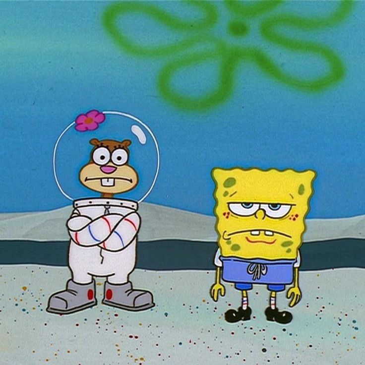 Spongebob and Sandy front facing Blank Meme Template