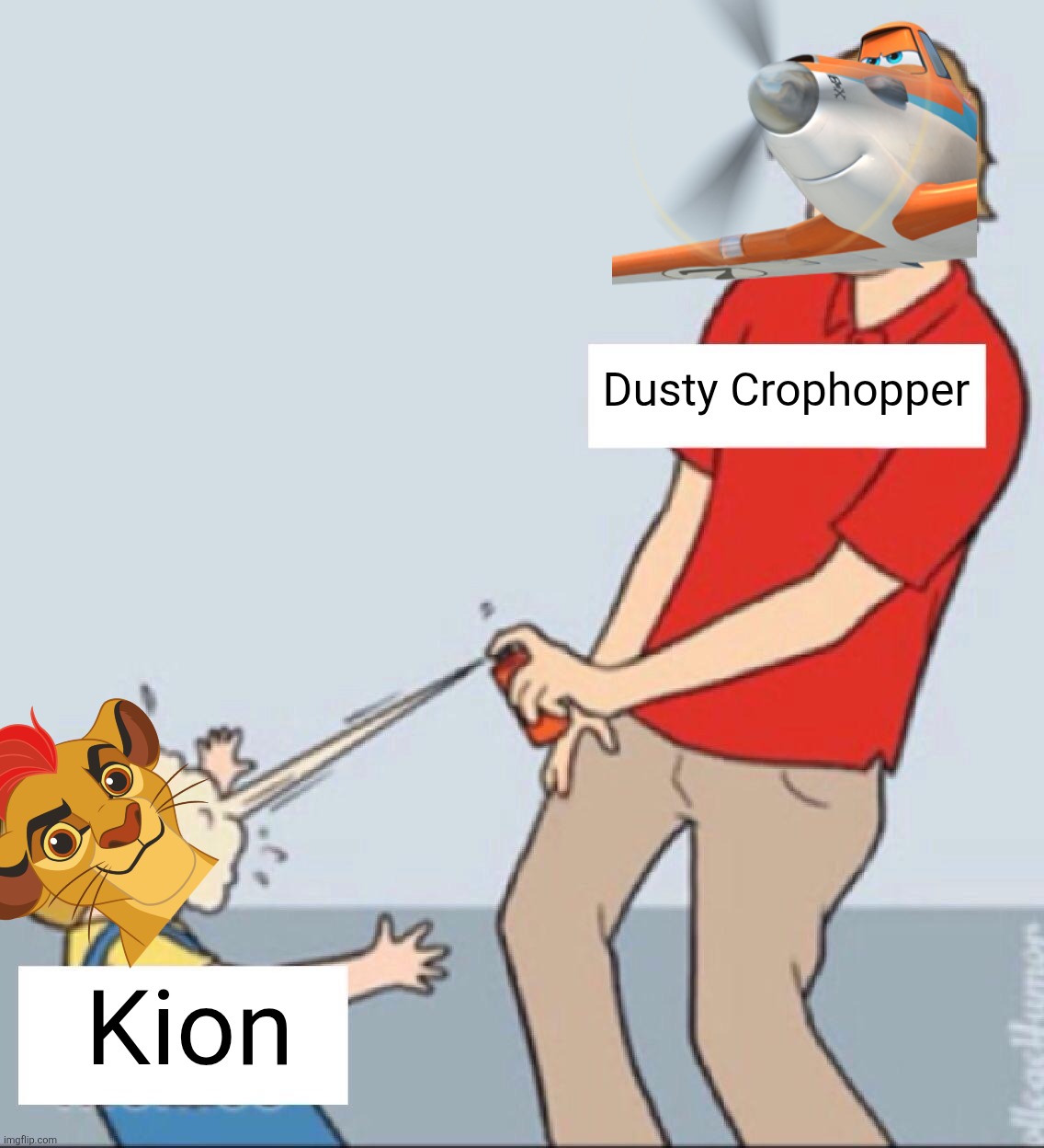 Dusty vs Kion | Dusty Crophopper Kion | image tagged in baby repellent,dusty crophopper,kion | made w/ Imgflip meme maker