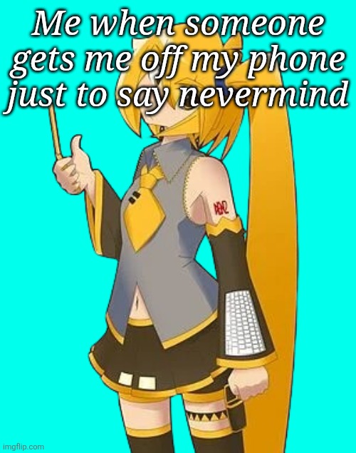 neru akita | Me when someone gets me off my phone just to say nevermind | image tagged in neru akita | made w/ Imgflip meme maker