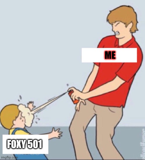 "kion crybaby" "snowflake" I banned him for spamming these once | ME; FOXY 501 | image tagged in baby repellent | made w/ Imgflip meme maker