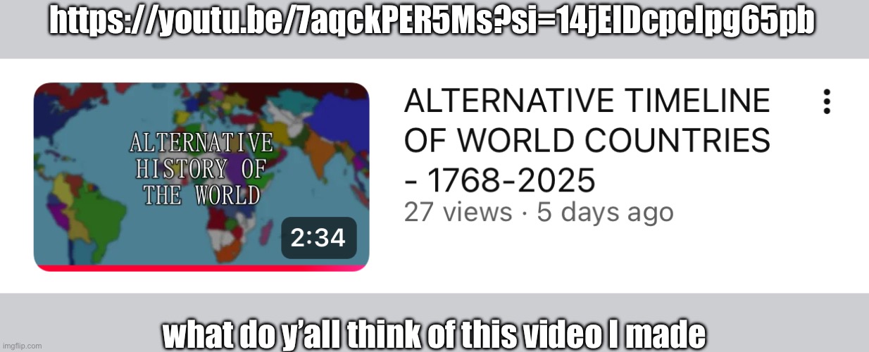 to me its tuff | https://youtu.be/7aqckPER5Ms?si=14jEIDcpclpg65pb; what do y’all think of this video I made | made w/ Imgflip meme maker