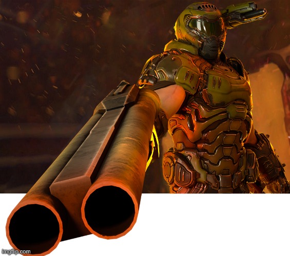 Doom guy pointing shotgun | image tagged in doom guy pointing shotgun | made w/ Imgflip meme maker