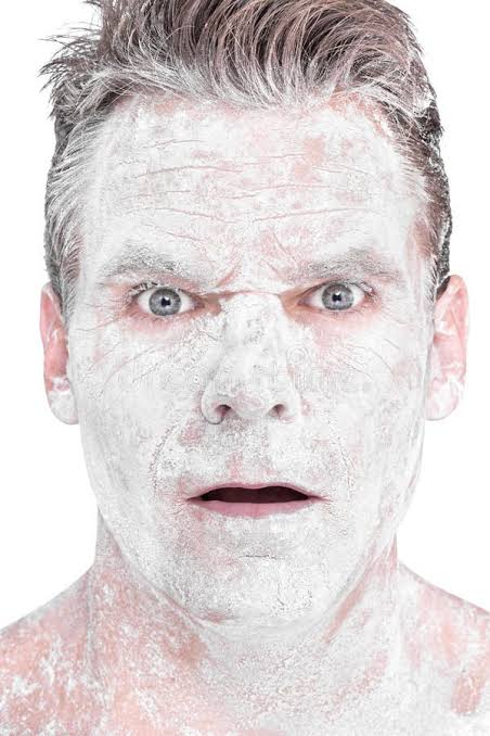 shocked flour guy saying bruh Blank Meme Template