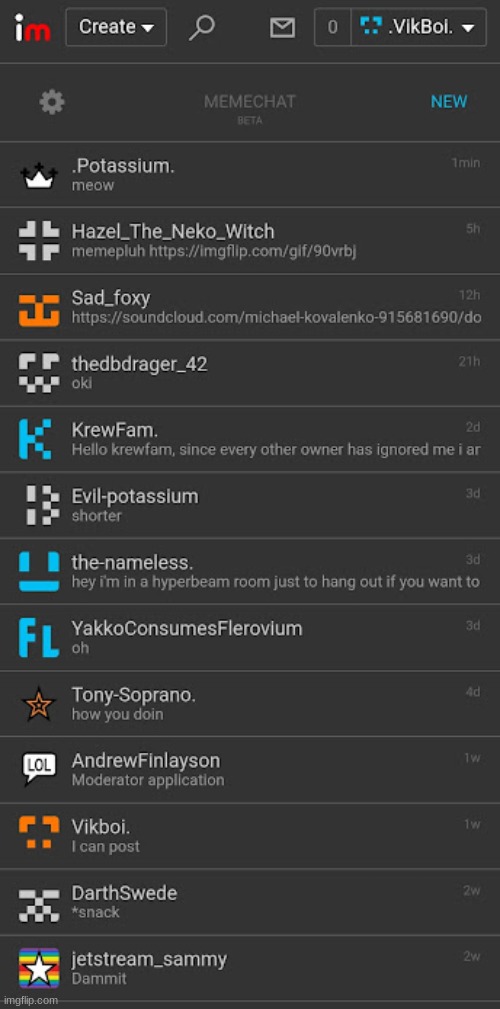 this is the oldest screenshot of memechat I have | made w/ Imgflip meme maker