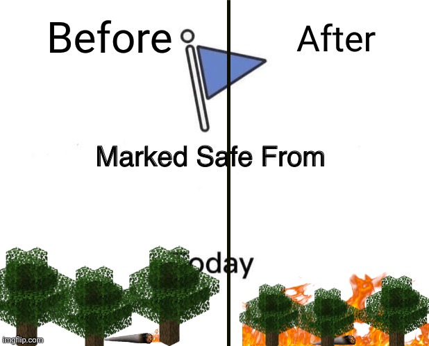 Forest fire yay | Before; After | image tagged in memes,marked safe from | made w/ Imgflip meme maker