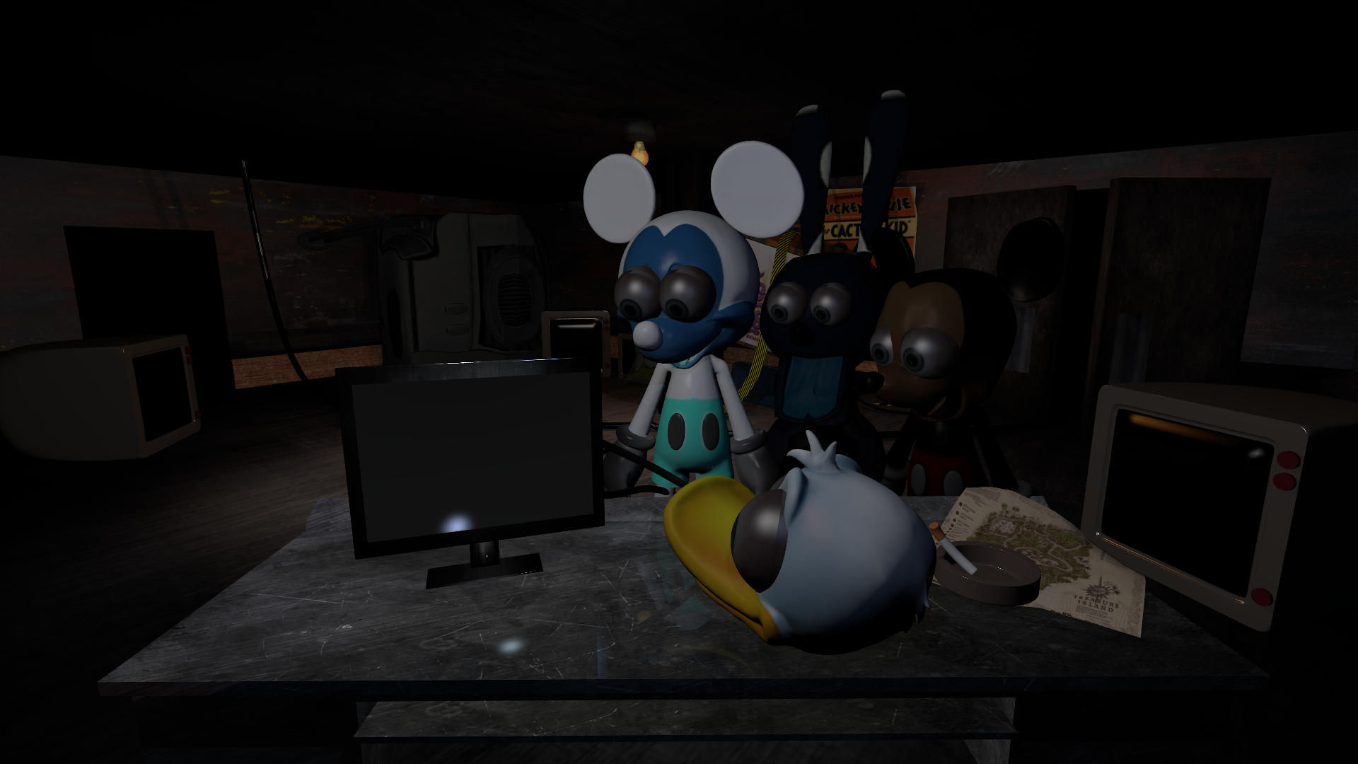 FNATI Characters looking at X Blank Meme Template