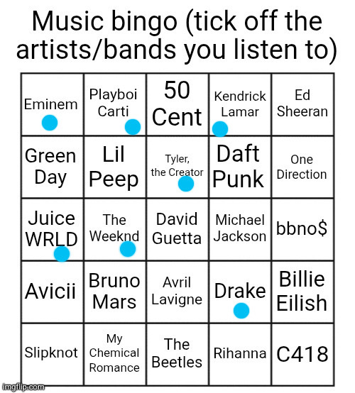 Music bingo | image tagged in music bingo | made w/ Imgflip meme maker