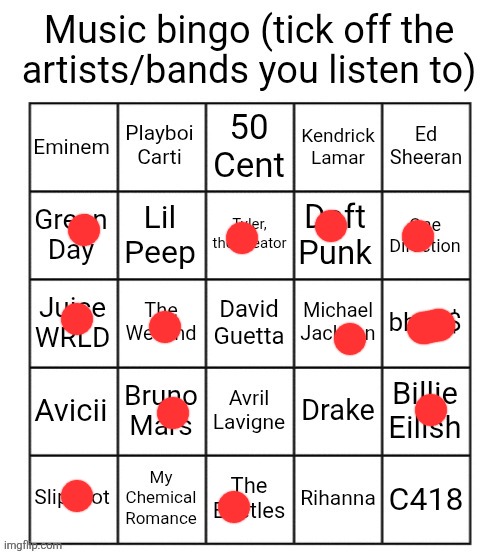 Music bingo | image tagged in music bingo | made w/ Imgflip meme maker