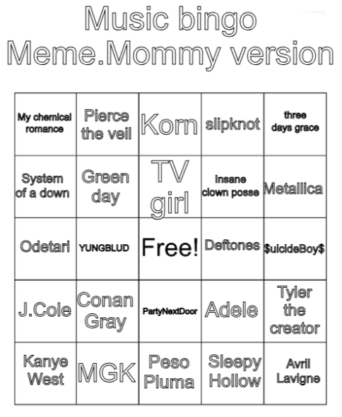 Music Bingo Blank Meme Template