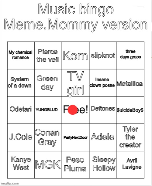 Music Bingo | image tagged in music bingo | made w/ Imgflip meme maker