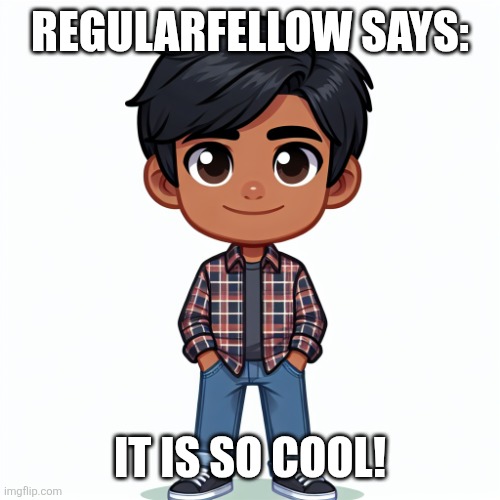 Regularfellow in cartoon | REGULARFELLOW SAYS: IT IS SO COOL! | image tagged in regularfellow in cartoon | made w/ Imgflip meme maker