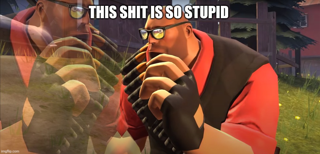Heavy is Thinking | THIS SHIT IS SO STUPID | image tagged in heavy is thinking | made w/ Imgflip meme maker