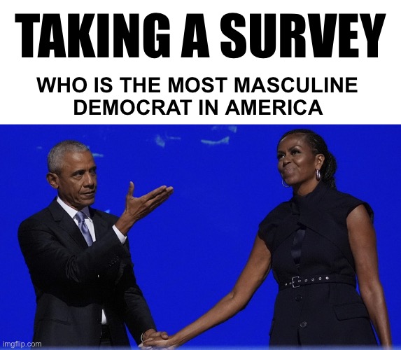 Survey says: Big _ _ _ _ | TAKING A SURVEY; WHO IS THE MOST MASCULINE 
DEMOCRAT IN AMERICA | image tagged in barack presents big mike | made w/ Imgflip meme maker