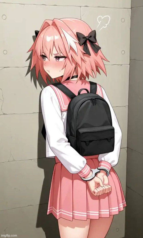 WHAT WAS HIS CRIME | image tagged in astolfo,femboy,arrested,cute | made w/ Imgflip meme maker