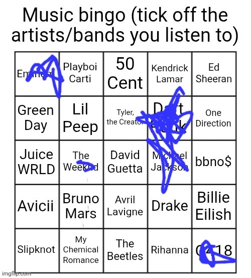 Paft Dunk | image tagged in music bingo | made w/ Imgflip meme maker
