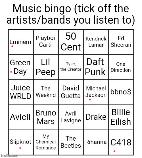 broken heart emoji | image tagged in music bingo | made w/ Imgflip meme maker