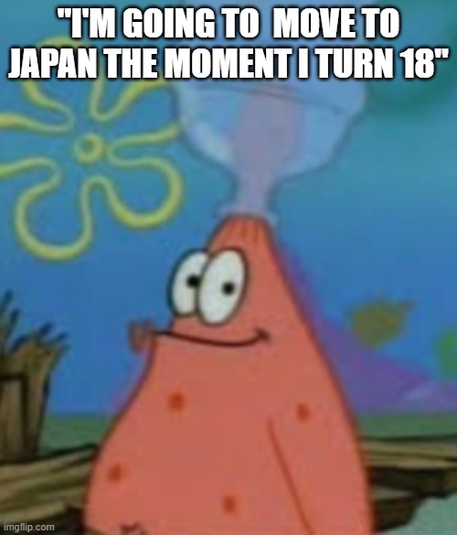 just sybau bro ???? | "I'M GOING TO  MOVE TO JAPAN THE MOMENT I TURN 18" | image tagged in subaru,moving to japan,japan,neckbeard,memes,funny | made w/ Imgflip meme maker