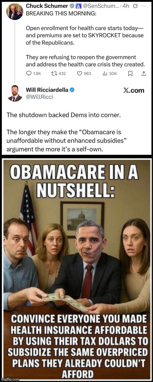 Kick Obama while he's down | image tagged in obamacare,bullshit | made w/ Imgflip meme maker