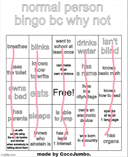 normal person bingo hehehe | image tagged in normal person bingo hehehe | made w/ Imgflip meme maker