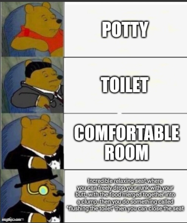 Toilet describing pooh Blank Meme Template