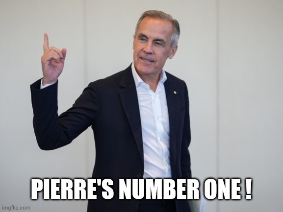 Canadian politics | PIERRE'S NUMBER ONE ! | image tagged in mark carney wrong finger | made w/ Imgflip meme maker