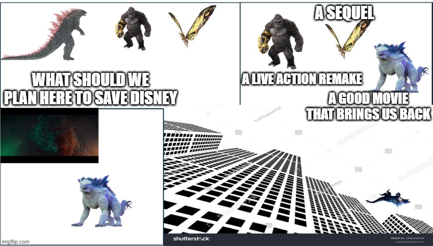 disney here why disney | A SEQUEL; A LIVE ACTION REMAKE; WHAT SHOULD WE PLAN HERE TO SAVE DISNEY; A GOOD MOVIE THAT BRINGS US BACK | image tagged in meeting board room template godzilla version | made w/ Imgflip meme maker