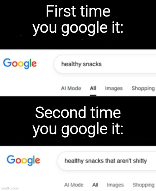 First time you google it:; Second time you google it: | image tagged in memes,funny,funny memes,food | made w/ Imgflip meme maker