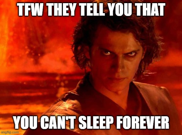 You Underestimate My Power Meme | TFW THEY TELL YOU THAT; YOU CAN'T SLEEP FOREVER | image tagged in memes,you underestimate my power | made w/ Imgflip meme maker