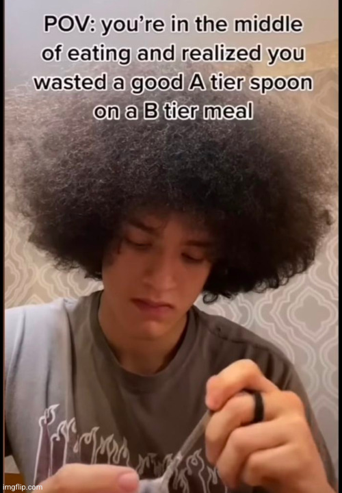 the fro | image tagged in afro,relatable,funny,eating,spoon,food | made w/ Imgflip meme maker