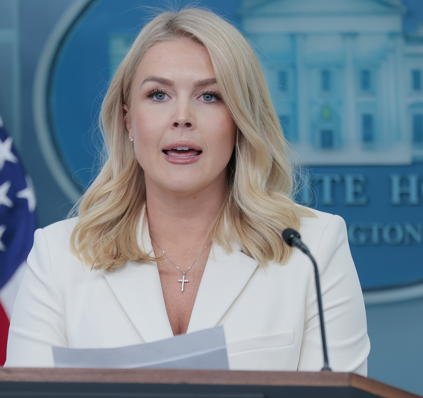 Karoline Leavitt White House Press Secretary Crucifix Blank Meme Template