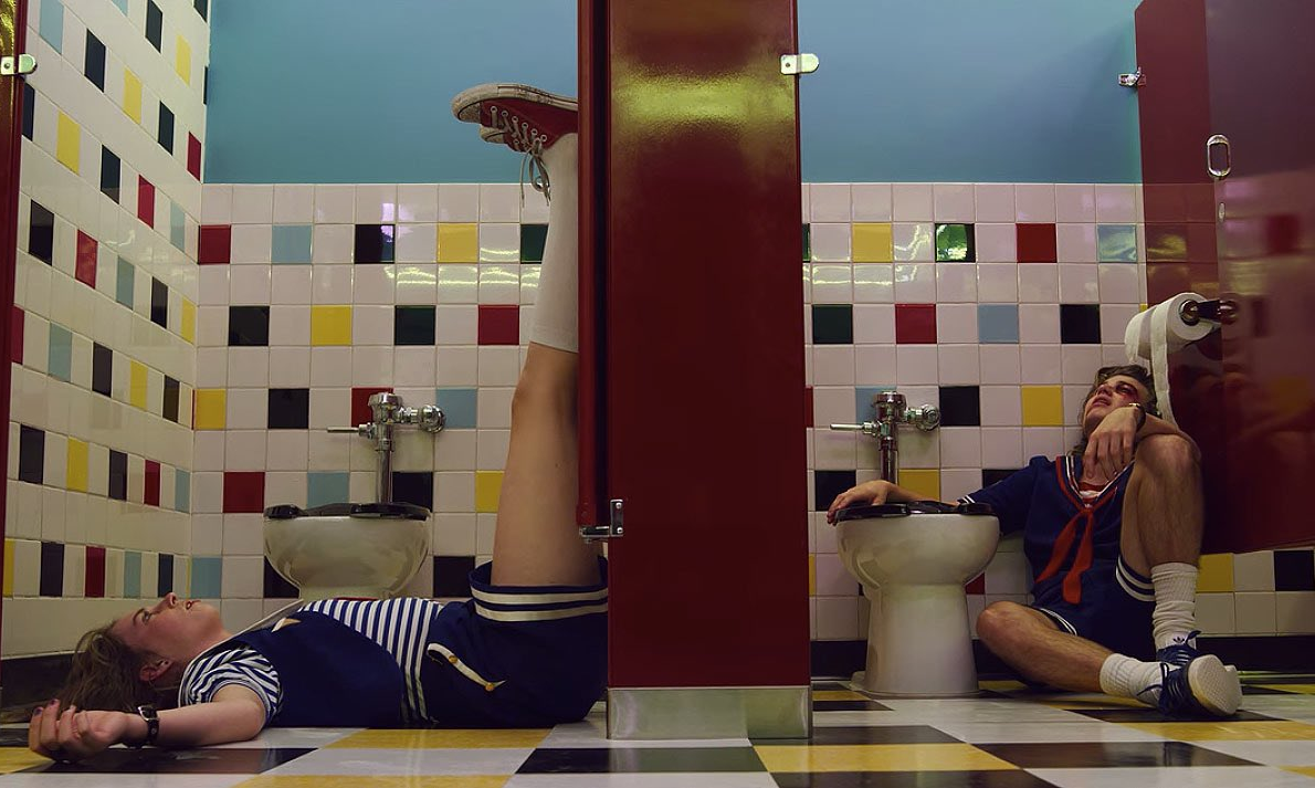 Stranger Things: Steve and Robin on the Bathroom Floor Blank Meme Template