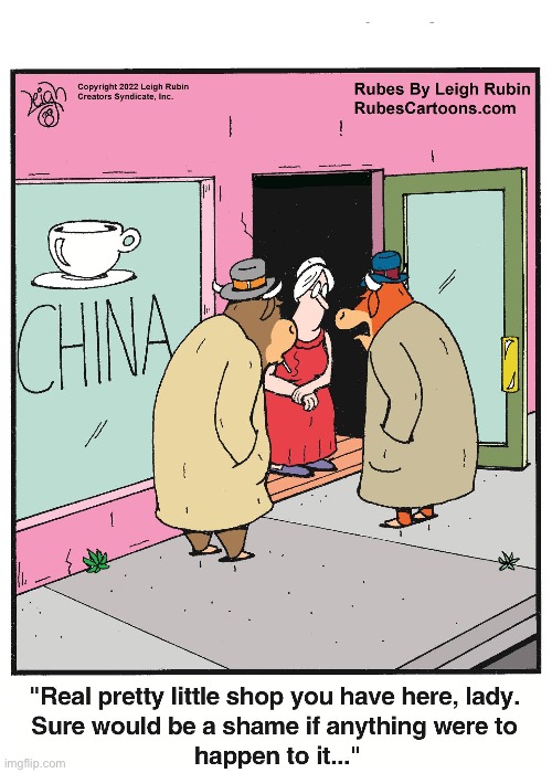 Rubes | image tagged in comics,rubes,bulls,china shop,blackmail | made w/ Imgflip meme maker