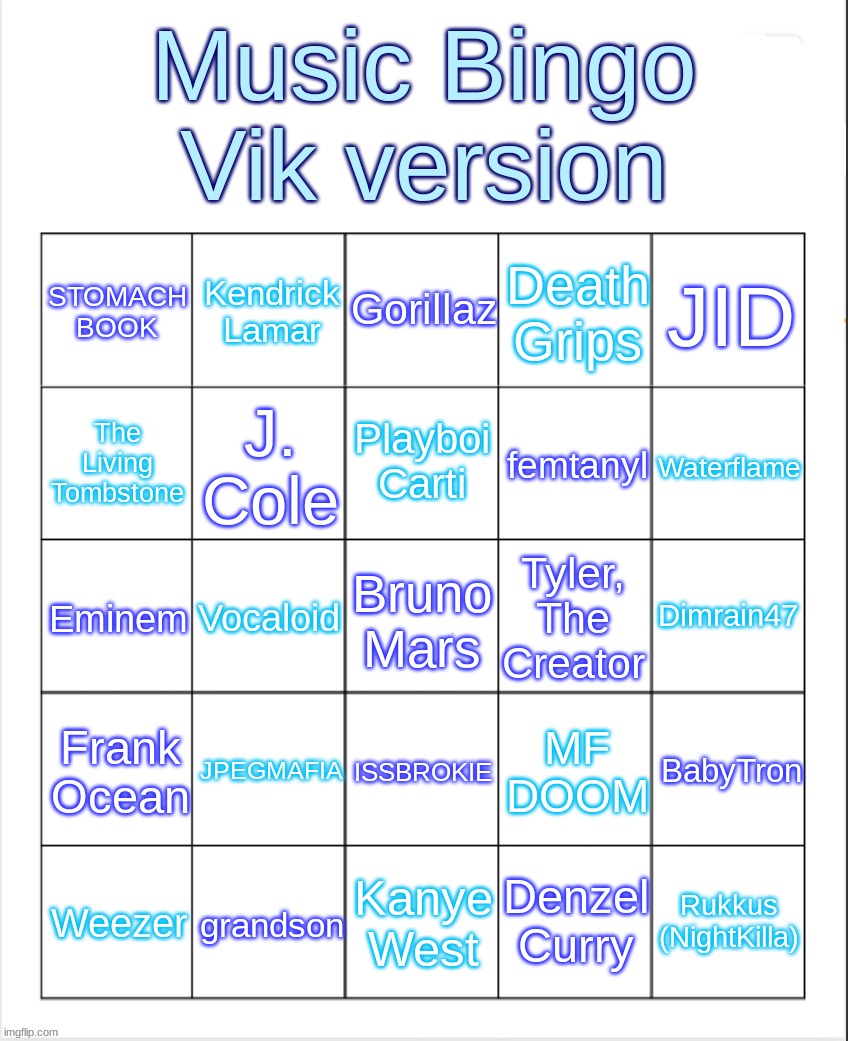 made ts (this) bingo | image tagged in music bingo | made w/ Imgflip meme maker